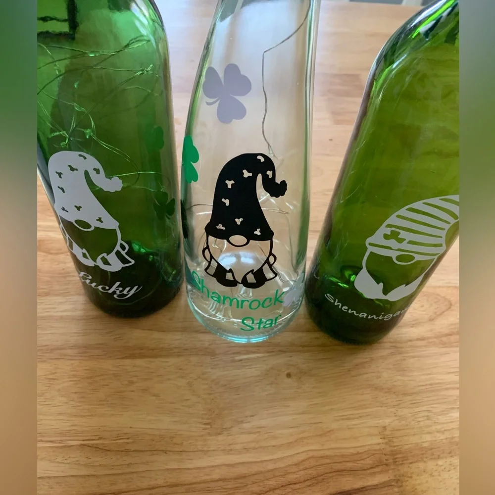 ‘Lucky’ Gnome wine bottle lantern